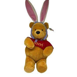 VTG Disney Winnie the Pooh Easter Bunny Bean Bag Plush 18" Mouseketoys Soft Toy